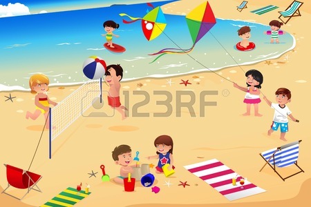 29028666 l illustrazione di bambini felici divertirsi sulla spiaggia