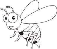 bee insect black white outline