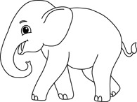 asian elephant black white outline