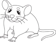 mouse with long tail black white outline