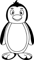 standing penguin black white outline