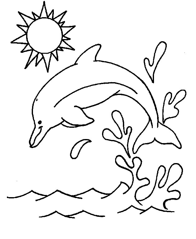 disegni da colorare gratis delfini per bambini mare