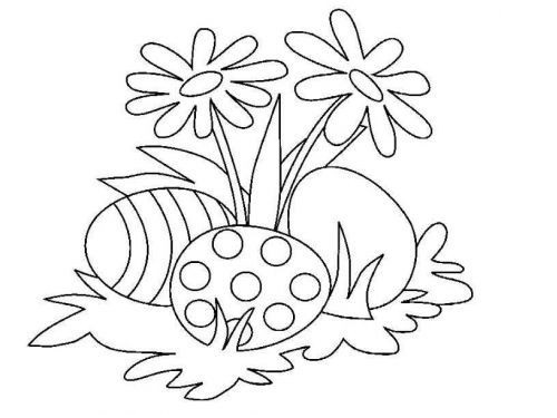 disegno di pasqua con uova e fiori