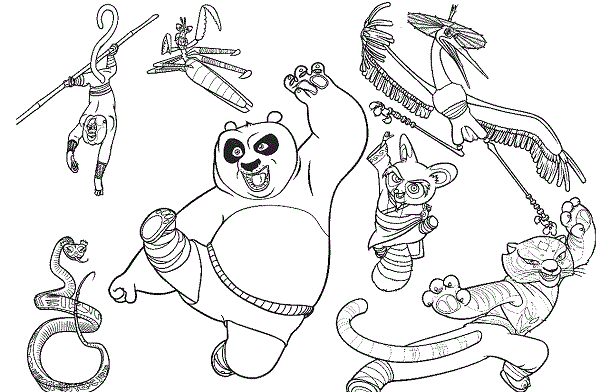 creare dei disegni di kung fu panda per la primavera
