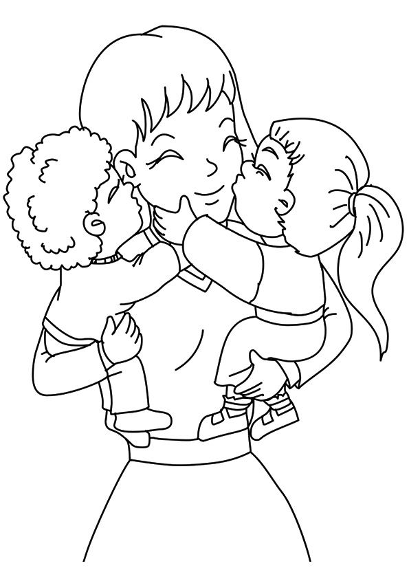 disegni da colorare mamma con bambini